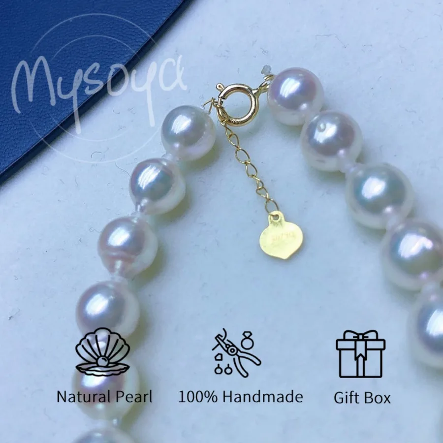 

MYSOYA White Akoya Baroque Seawater Pearl Bracelet, High Gloss, with Gift Box 6-6.5 Mm 7-7.5 Mm Birthday/ Wedding Jewelry