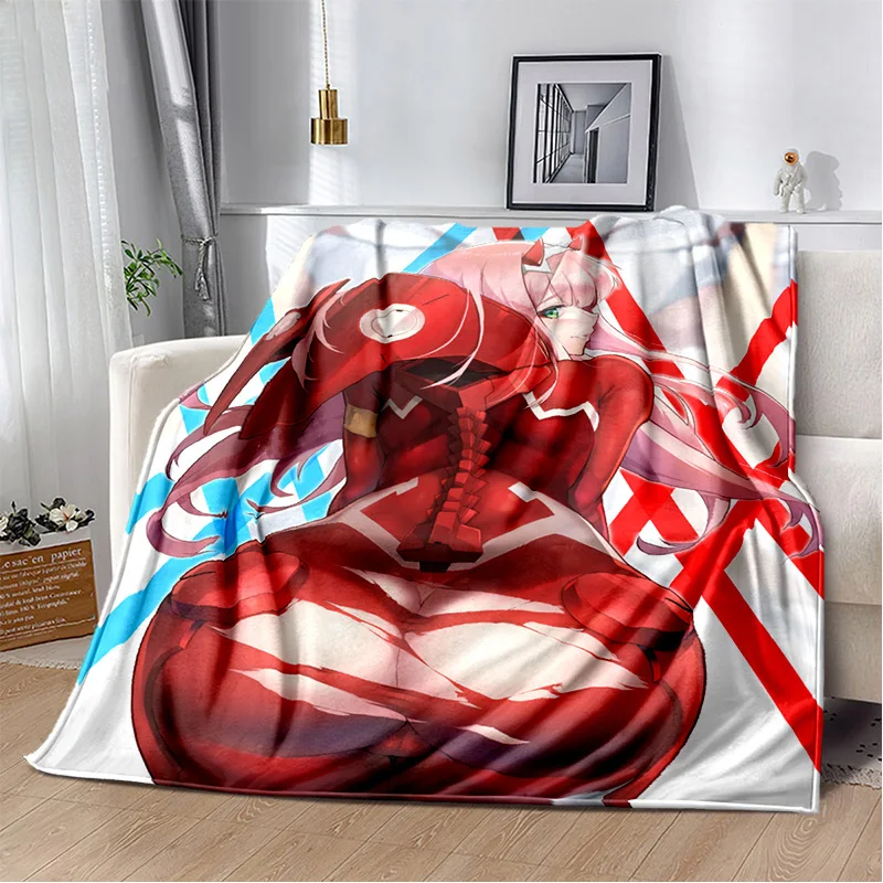 3D Sexy Girl Zero Two DARLING In FRANXX Soft Plush Blanket,Flannel Blanket Throw Blanket for Living Room Bedroom Bed Sofa Picnic