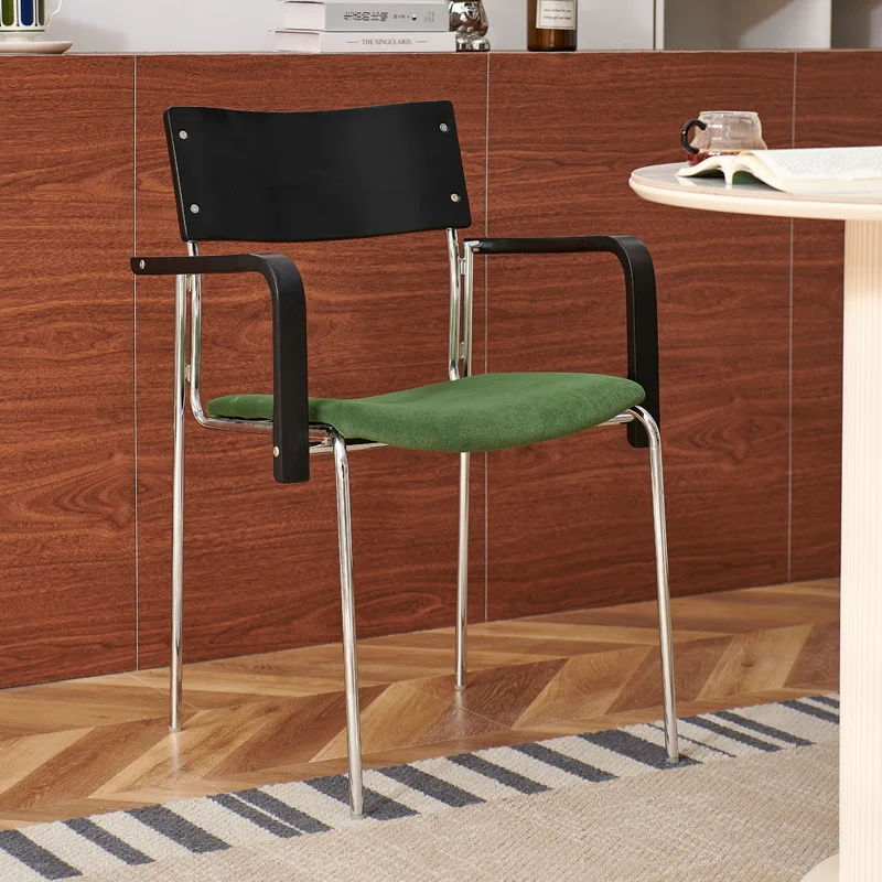 Retro style high-end home dining chair small apartment with backrest book table chair cafe dessert shop armrest leisure chair