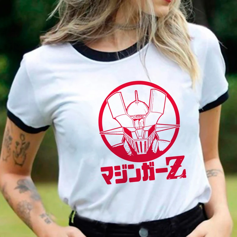 mazinger z summer top men 2022 white t shirt tumblr kawaii plus size tshirt streetwear