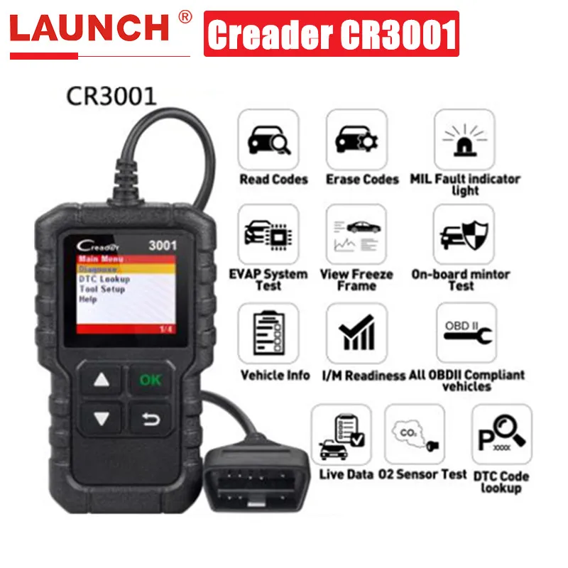 Original Launch Creader 3001 CR3001 Full OBD2/EOBD Code Reader Scanner Support Cr3001 Same as Al419