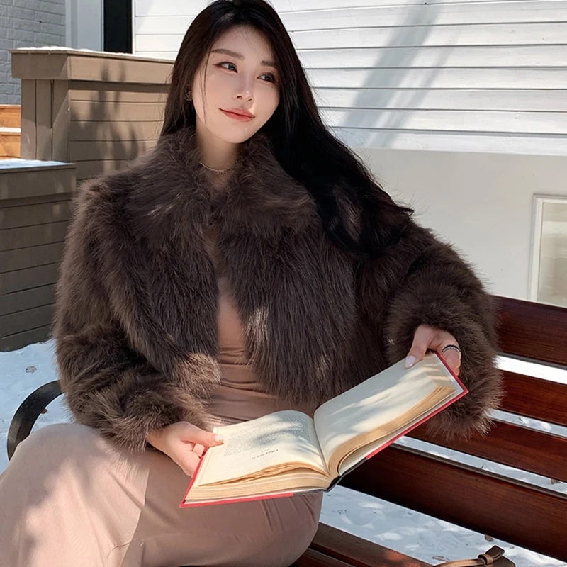 الحلو الكورية فو الثعلب الفراء سترة المرأة رقيق أنيقة الصلبة معطف الشتاء سميكة الدافئة رفض طوق عادية اقتصاص أبلى