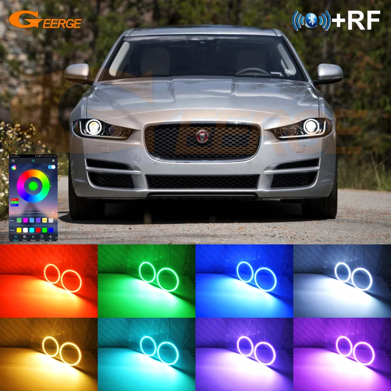 

For Jaguar XE X760 2015 2016 2017 2018 2019 Bluetooth App Ultra Bright Multi-Color RGB LED Angel Eyes Kit Halo Rings