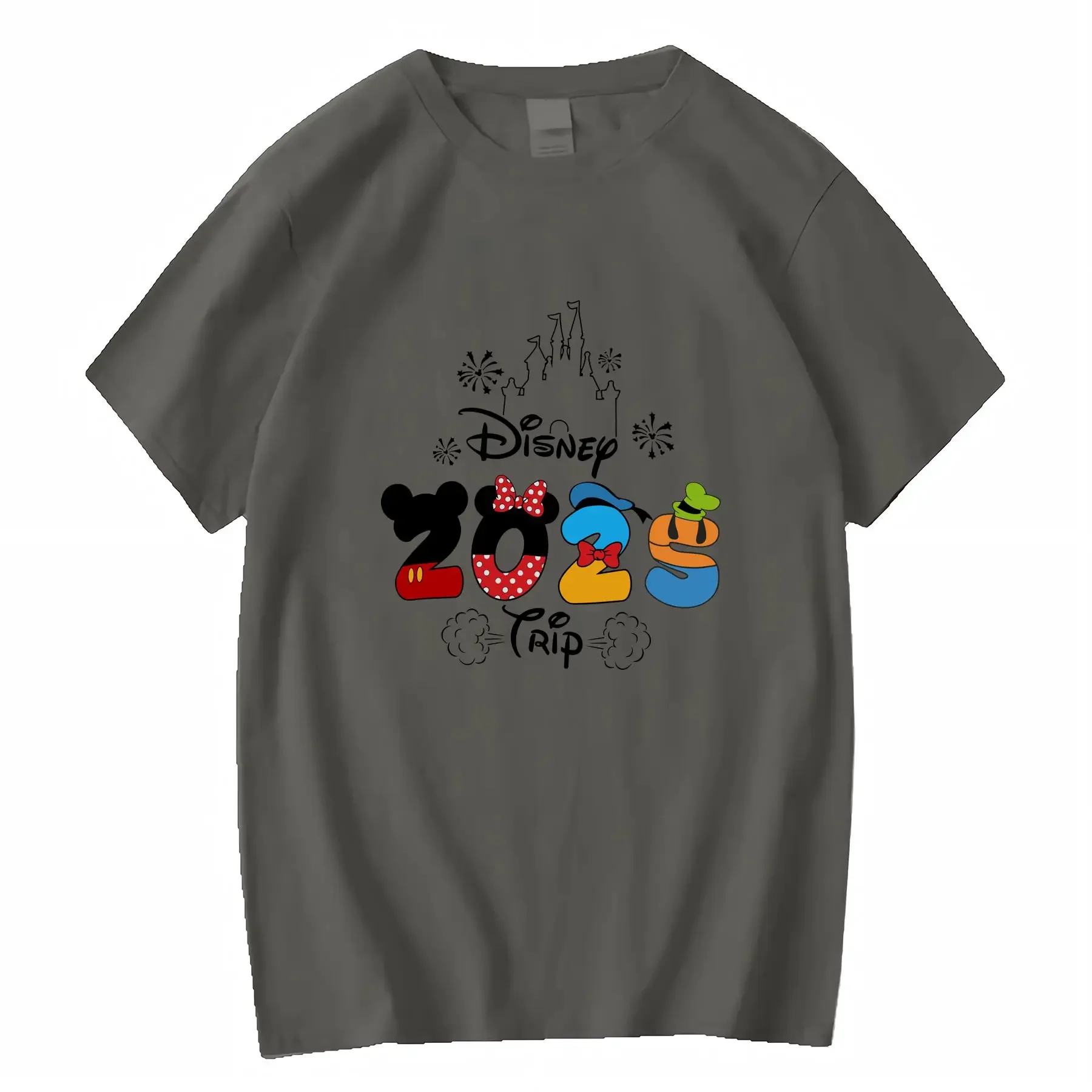 ديزني وورلد 2025 ديزني فاميلي ميكي فريندز 100 تي شيرت برقبة دائرية للنساء عتيق مغسول أوم أنيق قليلاً #3