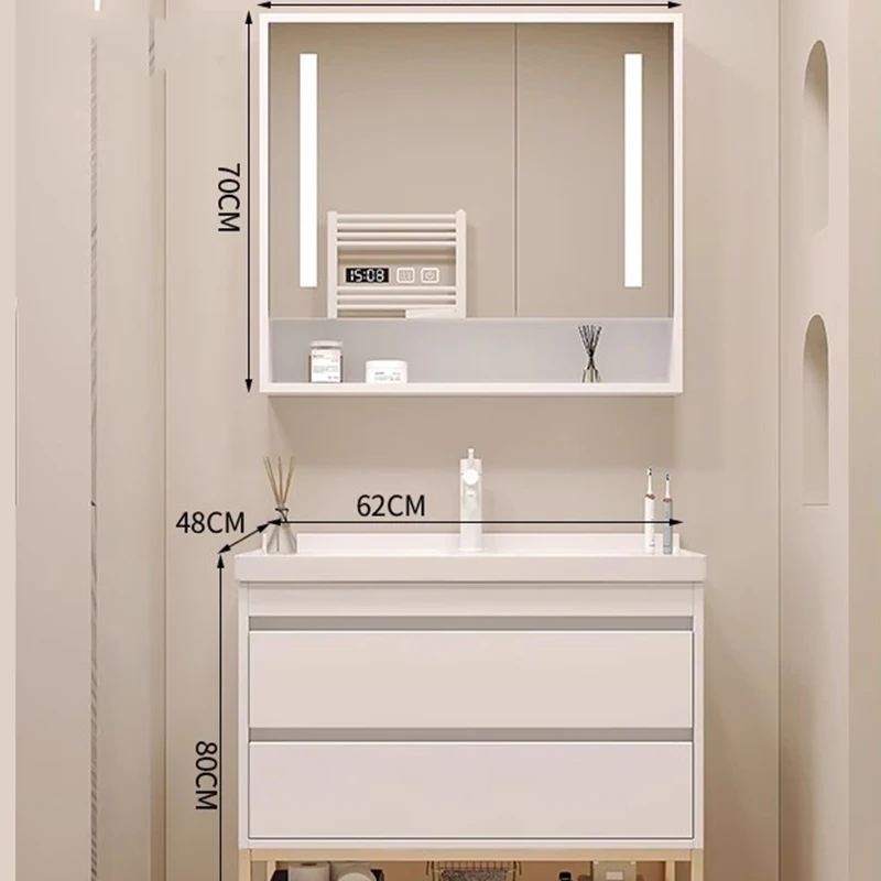 

Sink Bowl Modern Bathroom Cabinet Wooden Drawers Luxury Smart Bathroom Cabinet Storage Mirror Mobiletto Bagno Home Furniture