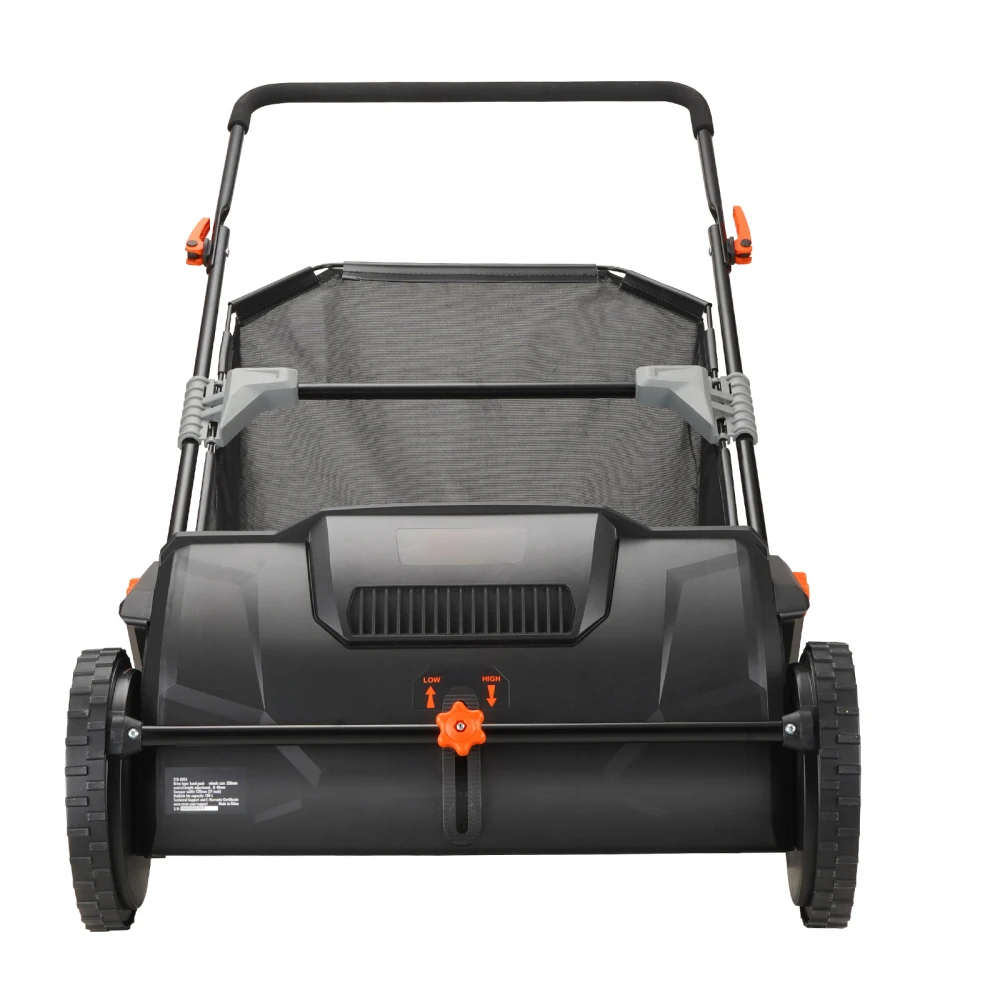 21-inch Push Lawn Sweeper Leaf & Grass Collector: Strong Rubber Wheels, Heavy Steel, 3.5 cu.ft Mesh Hopper & 2 Brushes