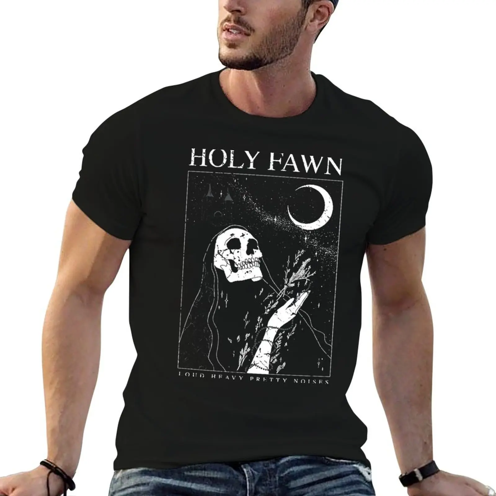 

FAWN OF HOLY T-Shirt black cotton t-shirt plain for man package t shirts for man pack white T-Shirt