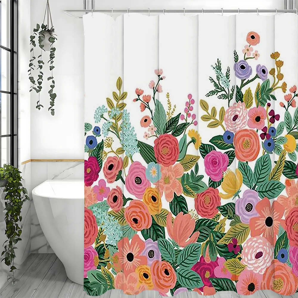 

Профилактика красочных цветов Занавеска для душа Моющаяся грязеотталкивающая насадка для душа Водонепроницаемая полиэстеровая занавеска для ванны