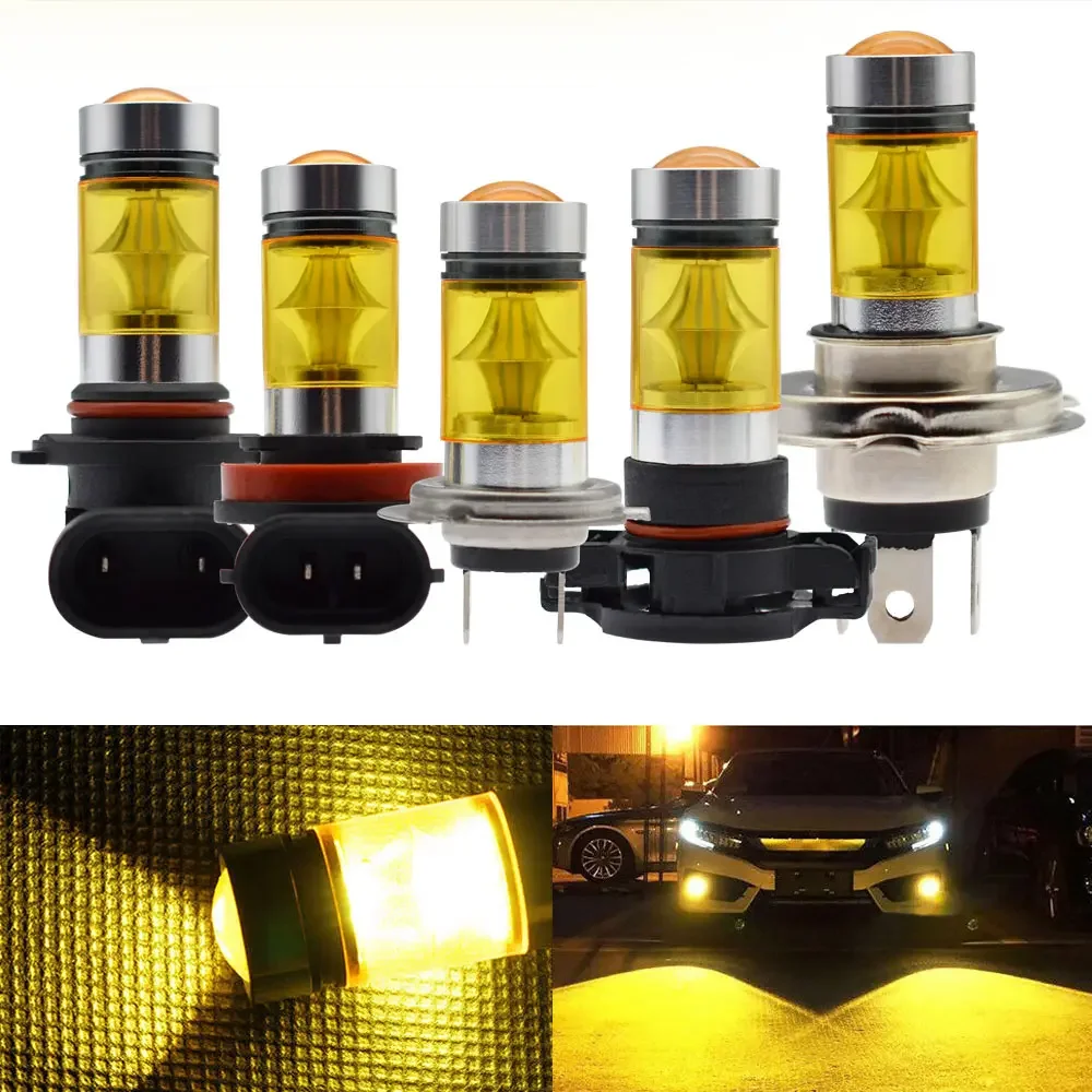 Quality Led Car Universal Fog Lantern H8/11 4300K Yellow Super Bright Lamp Bulb Plug Play Headlight Tail Strobe Light Waterproof