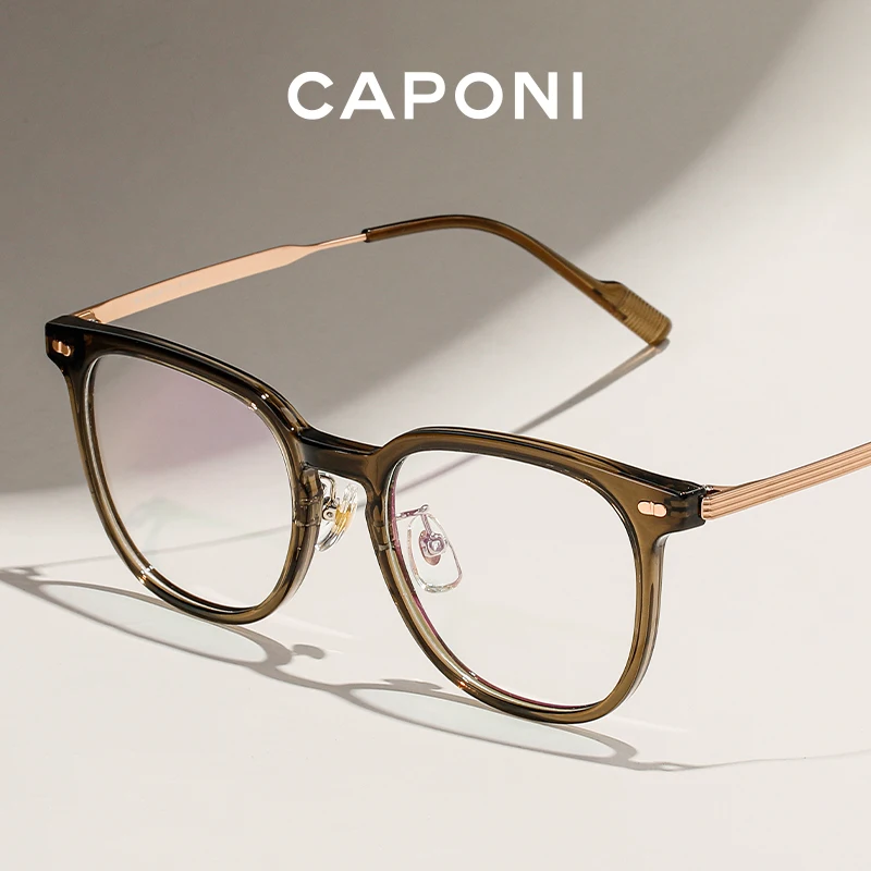 CAPONI Titanium Frame Women's Eyeglasses Fashion Computer Anti-Blue Radiation Square Light Weight Brand Designer Glasses F8045