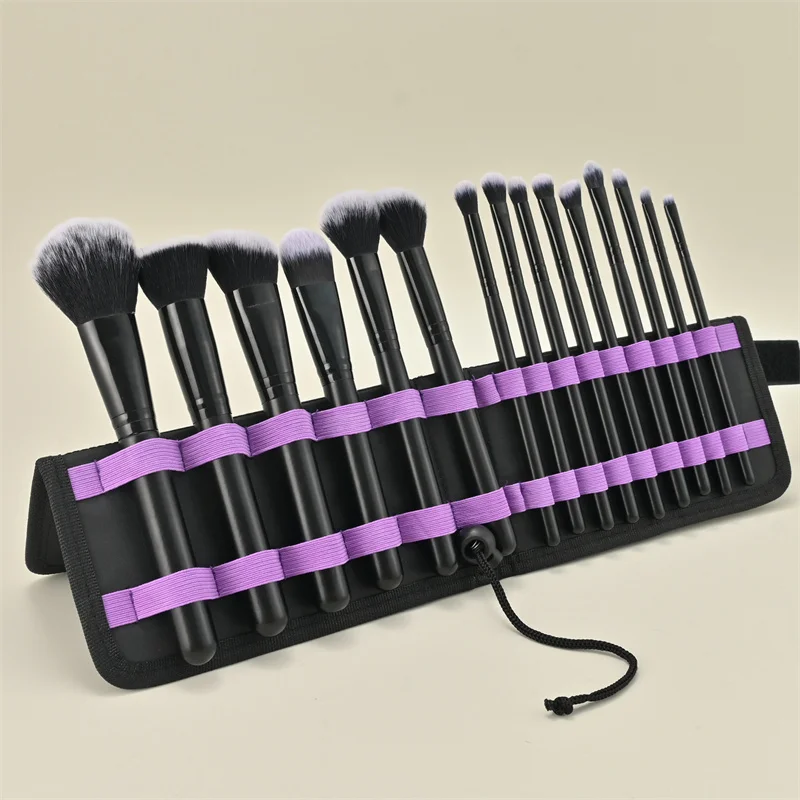 15Pcs Makeup Brush Set Soft Synthetic Loose Powder Blush Brush Eyeshadow Foundation Cosmetic Brushes with PU Leather Storage Bag