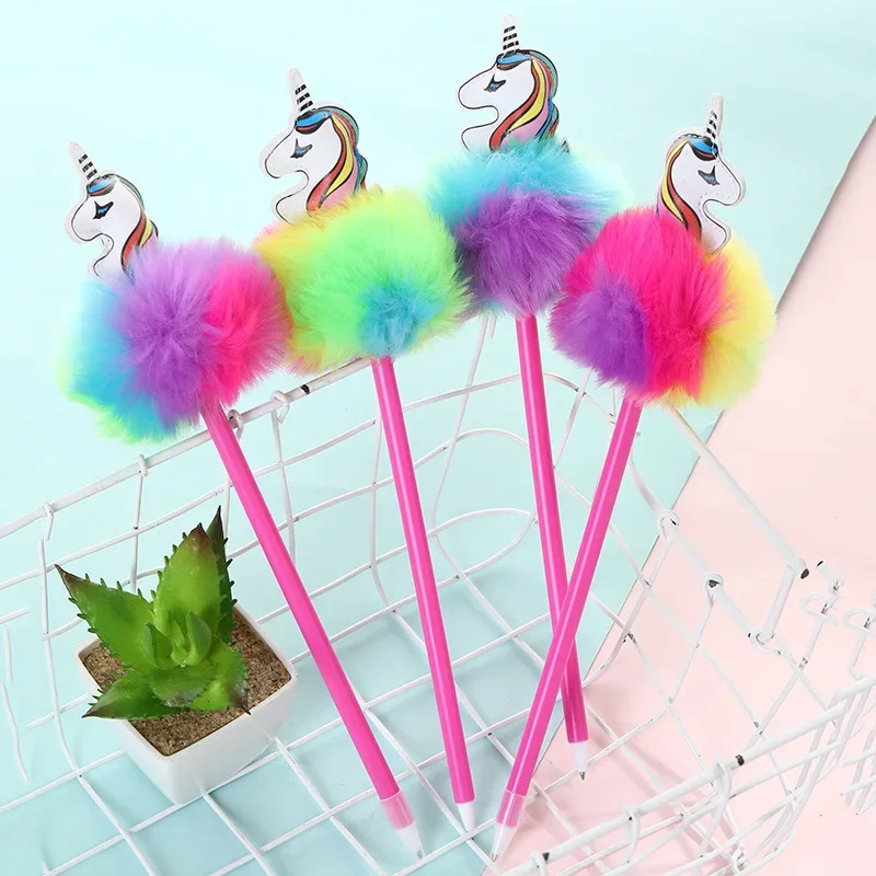 24PCS Gel Pens Korean Version of Sweet Cute Girl Heart Unicorn Color Plush  Student Creative Water-based Ballpoint  Stationery
