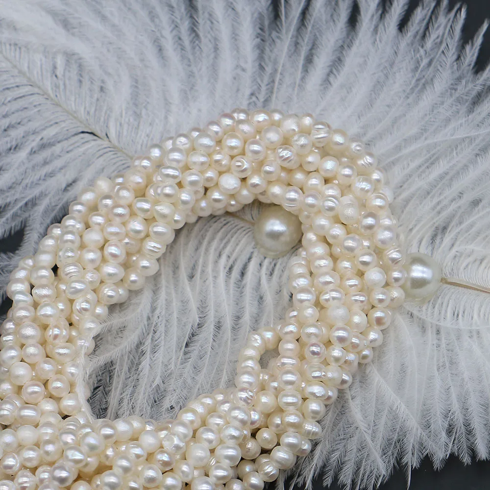 

2-5mm Irregular Round Natural Threaded Punch Freshwater Pearl Loose Beads 1Strand For DIY Unique Necklace Bracelet Jewelry Gifts