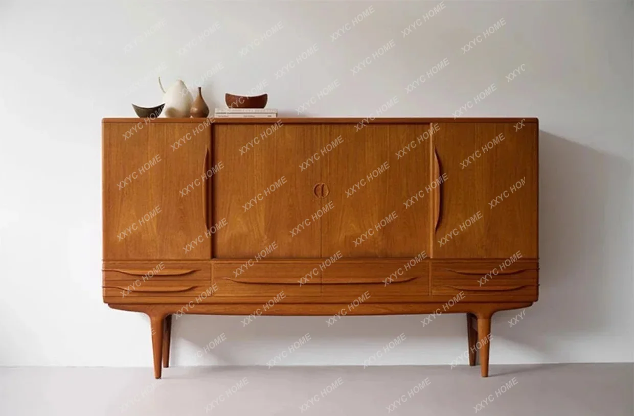 NN  Vintage Modern Design Side Cabinet Cherry Wood Myanmar Teak Cutlery Cabinet Furniture Storage Locker