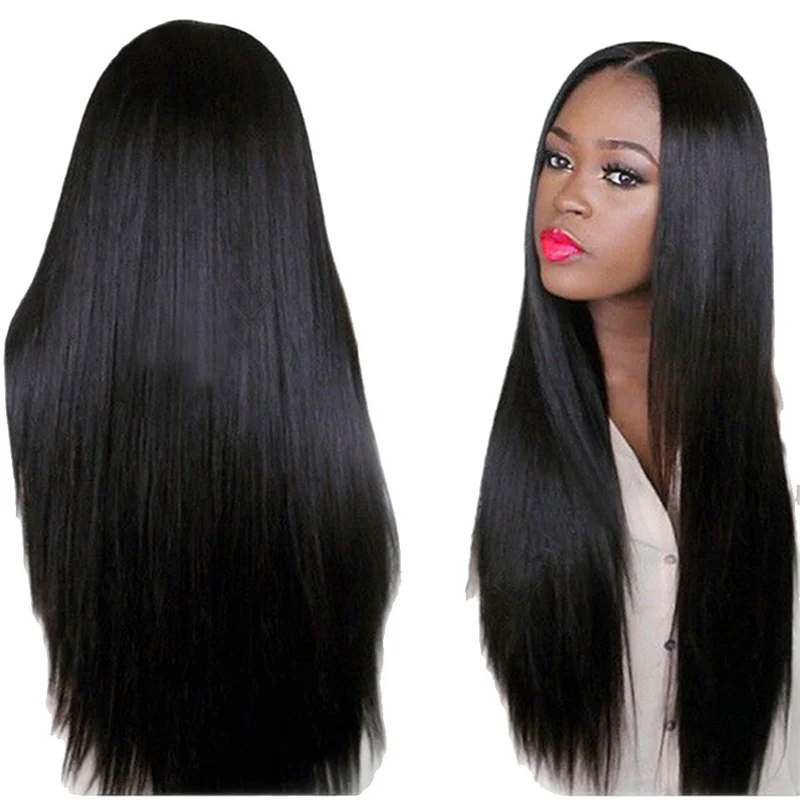 Konzert Afrika Frau Langes Glattes Haar Bar Performance Kleidung Match Chemische Faser Perücke Abdeckung Bühne Kopfbedeckung Lange Stil Perücke