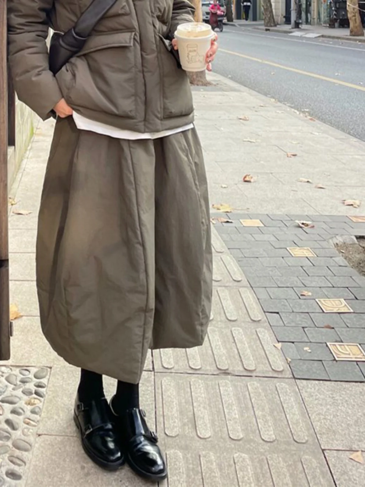 

Thiened, хлопковая теплая пышная юбка с бутоном цветка, женская свободная юбка средней длины, осень-зима, Новое поступление, простой дизайн для поездок на работу