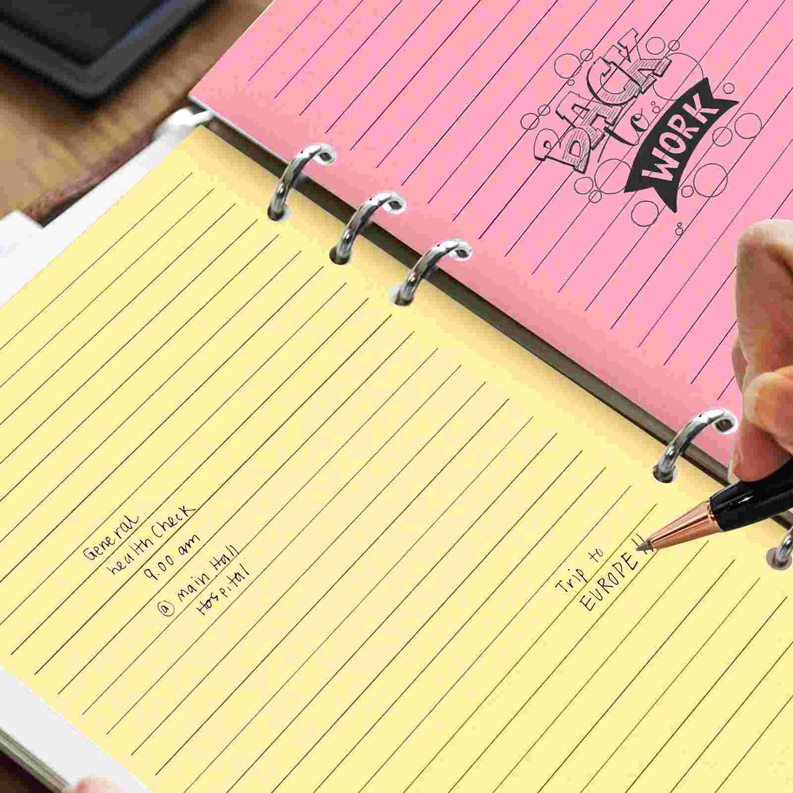 Imagem -02 - Caderno Diário Colorido Planejador ao Vivo Enchimento Papel Recarga Forrado a5 Pasta Furos Inserções Folha Solta 50 Peças o
