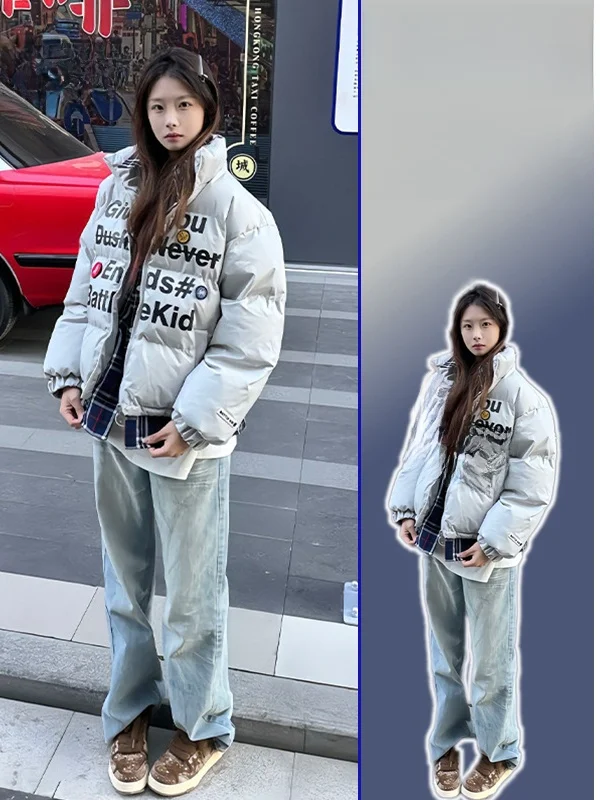 

Женская утепленная куртка больших размеров в стиле ретро с клетчатыми вставками, хлопковая, теплая, свободного кроя, новинка зимы