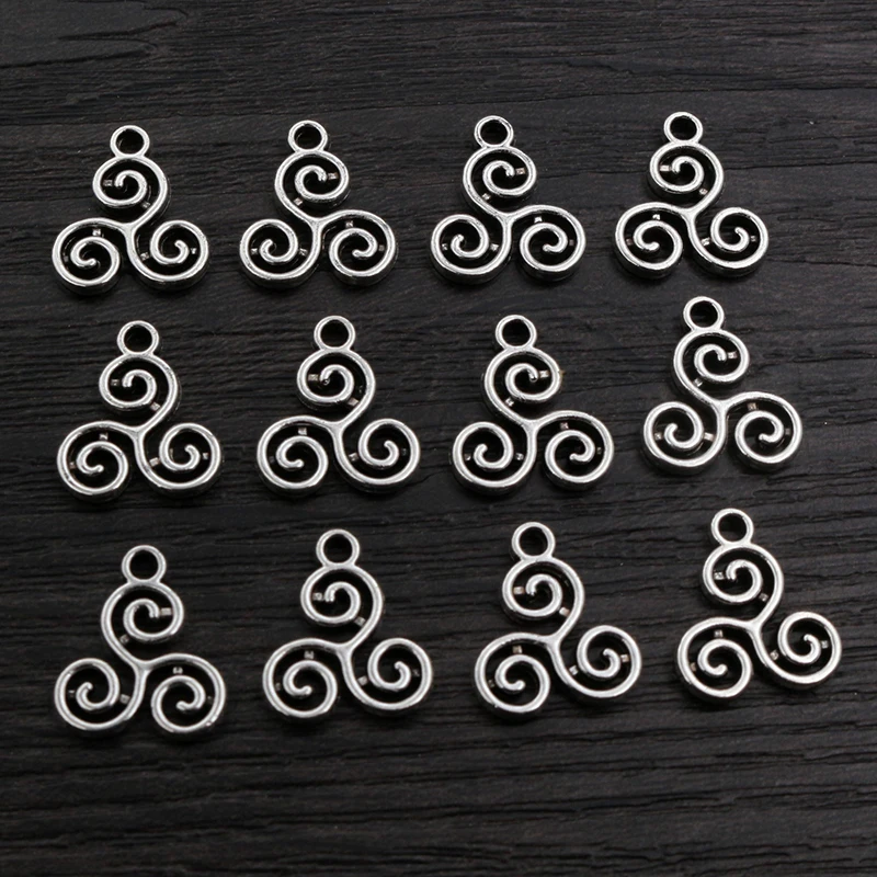 40pcs 16x13mm Antique Silver Plated Alloy Swirl Charms Pendant DIY Jewelry Making Accessories Findings For Necklace Bracelet