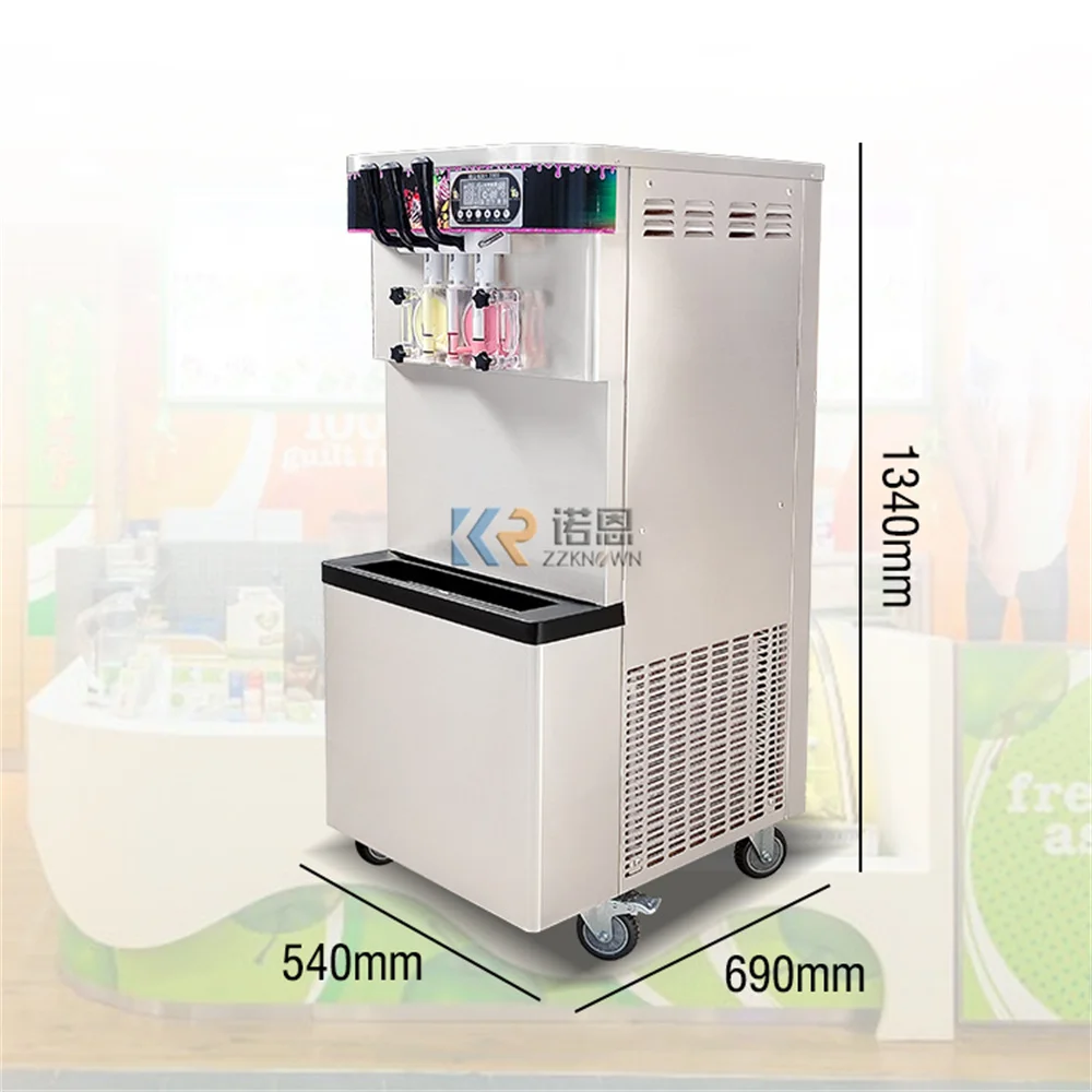 สแตนเลส 3 รสชาติ Soft Ice Cream Maker อัตโนมัติโยเกิร์ตกาแฟเย็น Ice Cream Machine Softeis Maschine