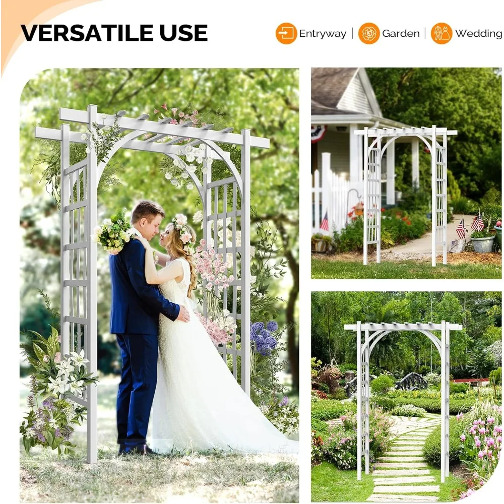 PVC Wedding Arch for Ceremony Party, for Climbing Plants Outdoor, Arch Backdrop Stand for Garden, Backyard, Lawn, Wedding