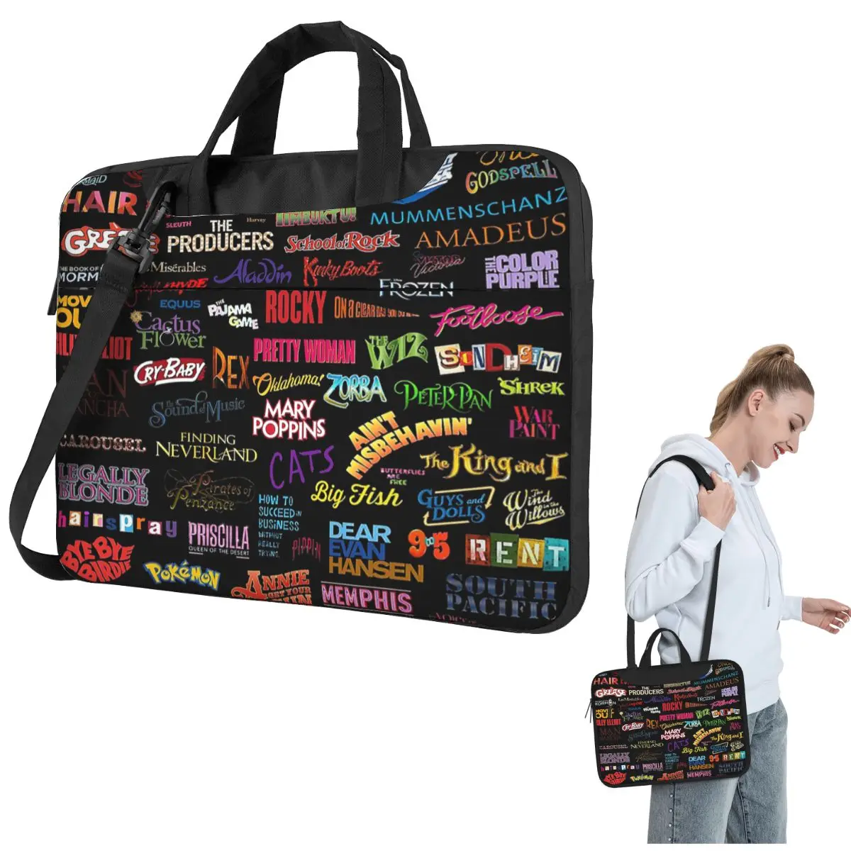 

Broadway Musicals Laptop Bag Protective Case Computer Bag 13 14 15.6 Inch Crossbody Laptop Pouch For Macbook Pro Air