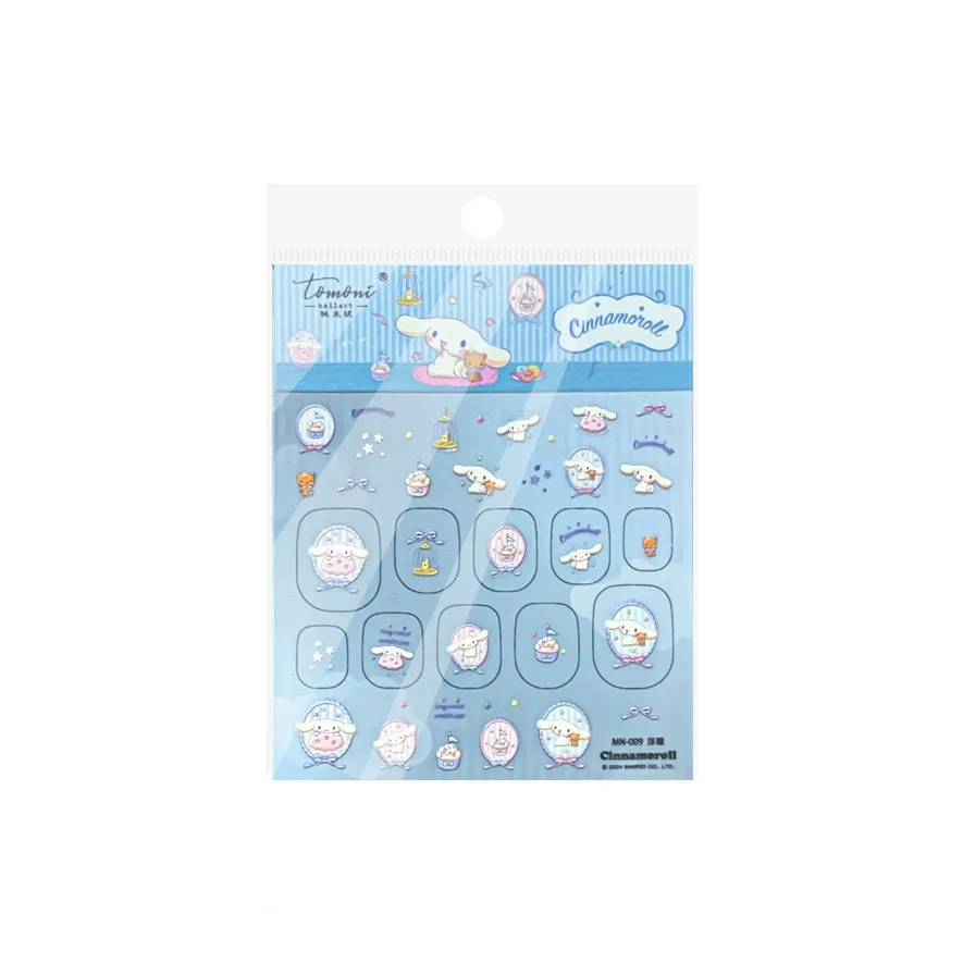 1 PCS Kawaii Sanrio Series Nail Decals 5D Cinnamoroll Raised  Character Pattern Ultra Thin Clear Base Nail Art Decor Stickers