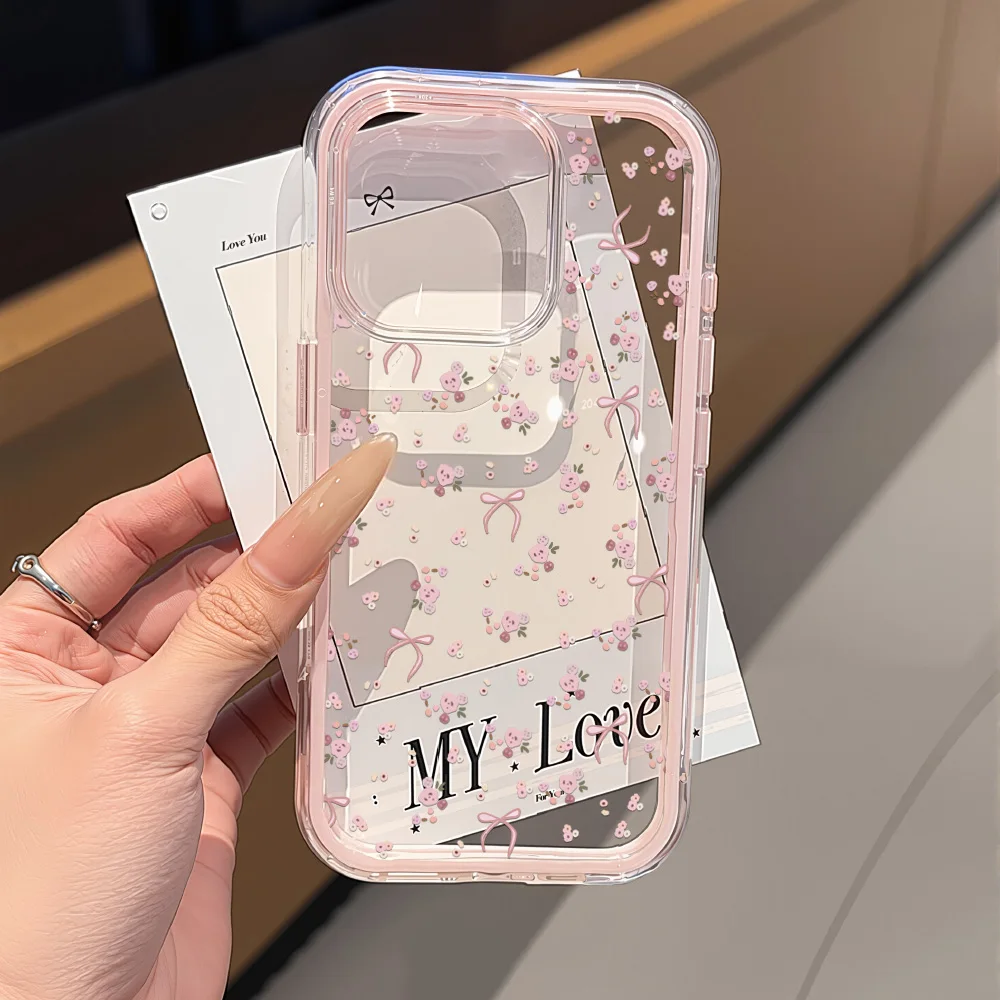 Luxury Candy Color Frame Clear Phone Case For iPhone 17 16 15 14 13 11 12 Pro Max 17 Air Flower Soft Shockproof Bumper Cover - view 2