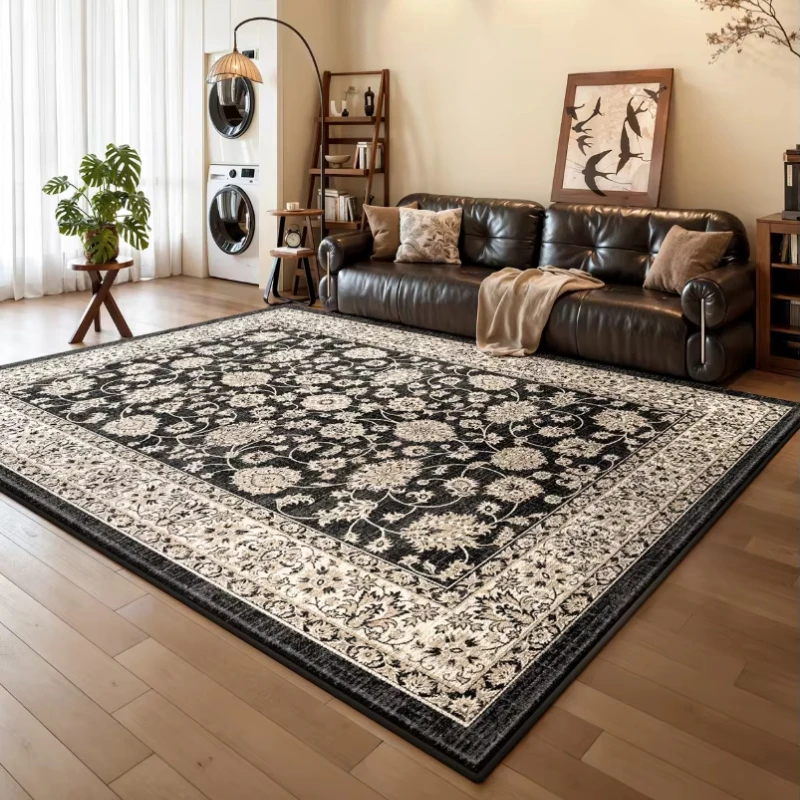 Black patterned carpet, anti-fouling and waterproof, suitable for living rooms