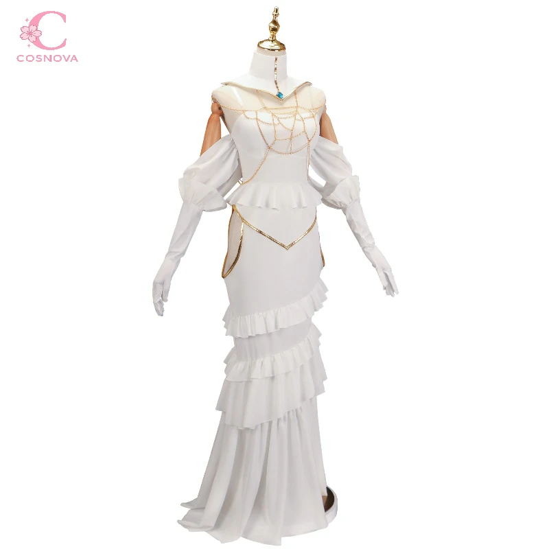Disfraz de Overlord Albedo para mujer, vestido largo blanco Sexy de sirena, traje de personaje de Anime ajustado para fiesta de Halloween