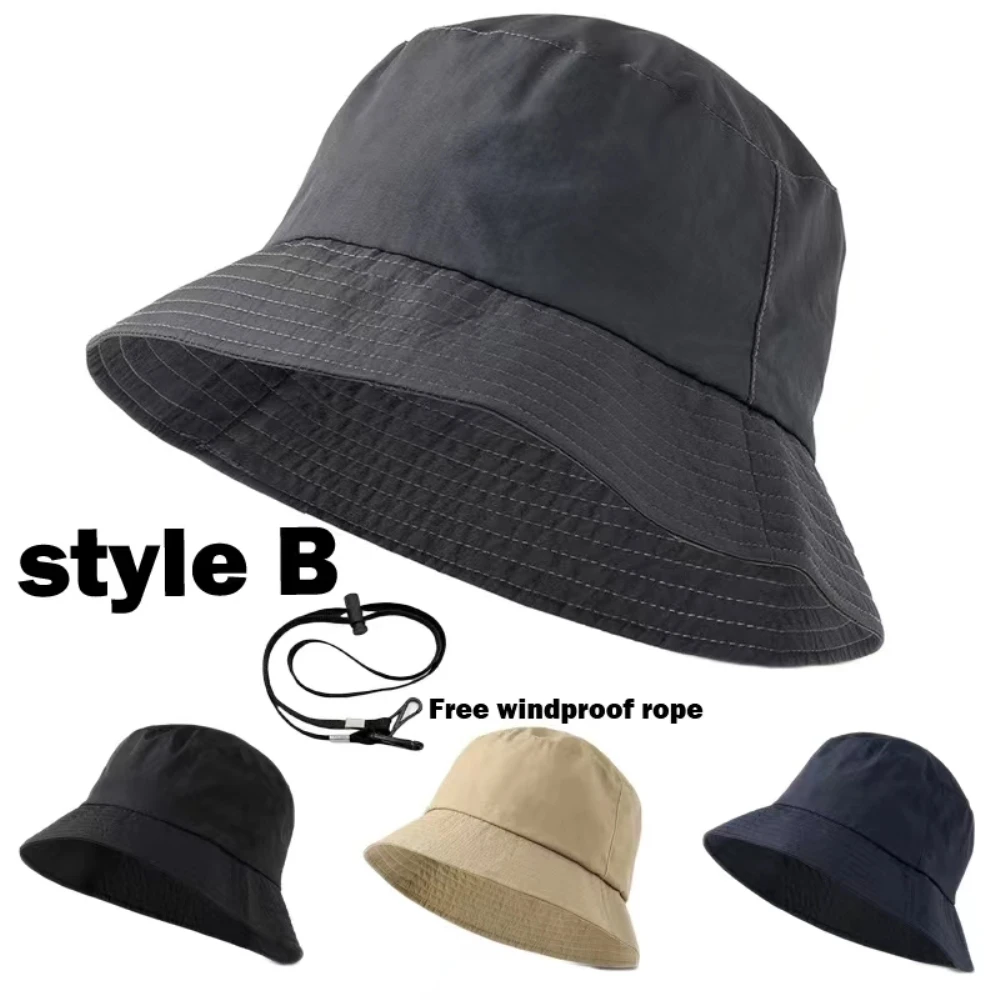 Plus Size Bucket Hat Men Women Summer Sun Protection Sun Hat Outdoor Waterproof Big Size XL Breathable Fisherman Hat Panama Bob