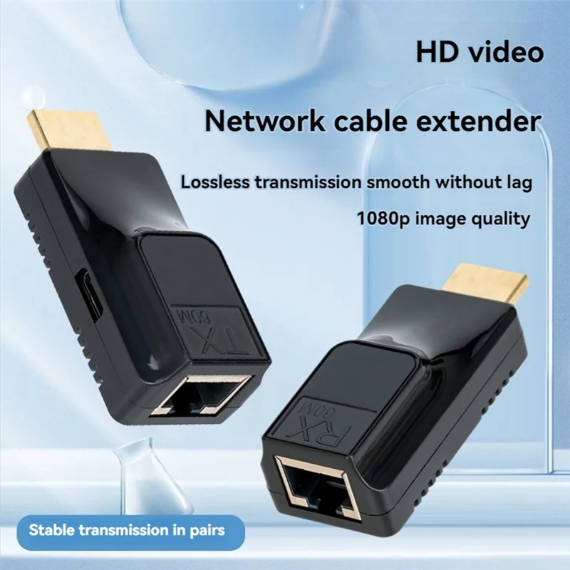 AED7-60M -Compatibele Extender RJ45 naar -Compatibele 1080P HD Video Netwerkkabel Extender Adapter voor HDTV Monitor