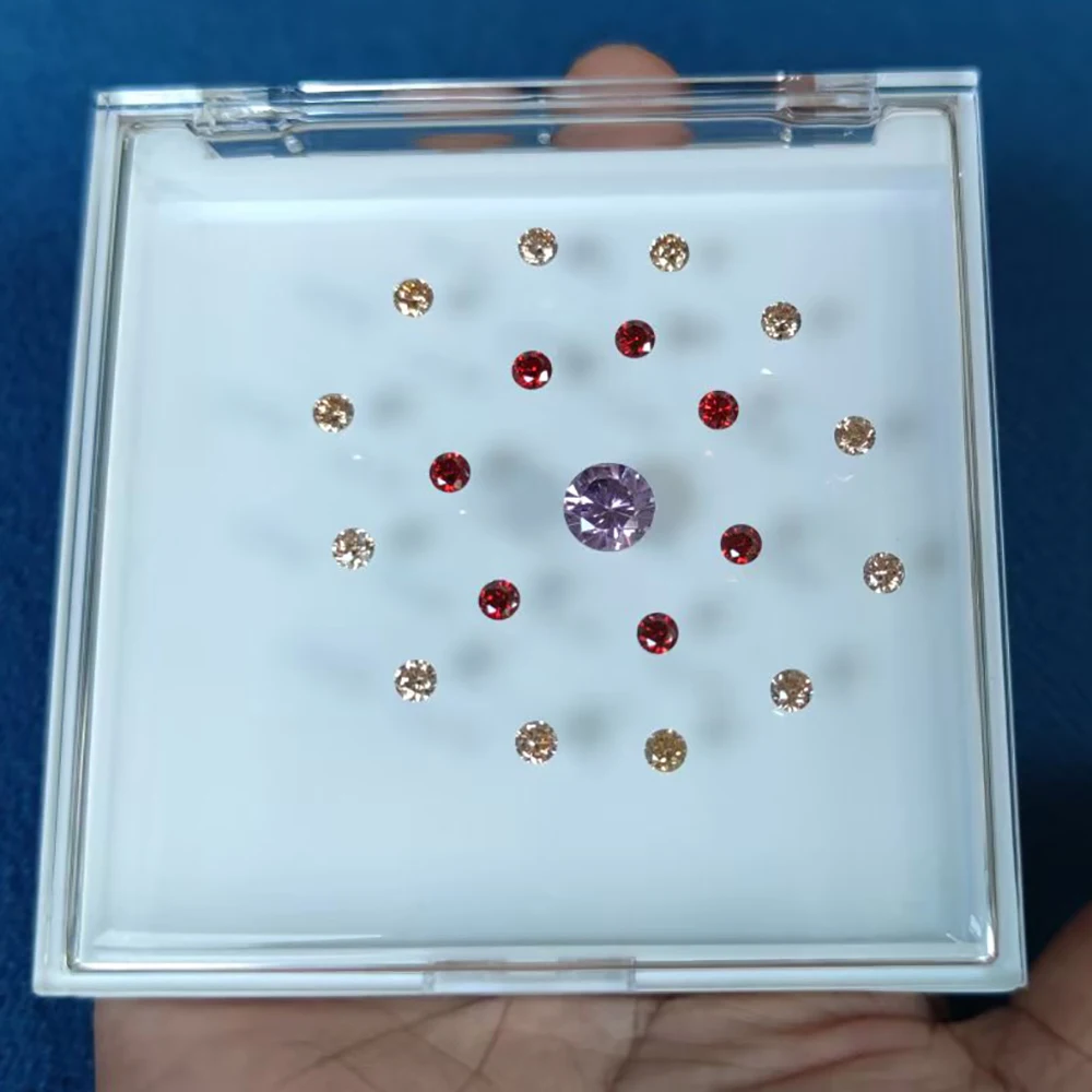 

Adhesive Gemstone Storage Box Loose Diamond Showcase Gem Stone Packaging Organizer 9cm Sticky Rhinestone Display Tray CZ Boxes