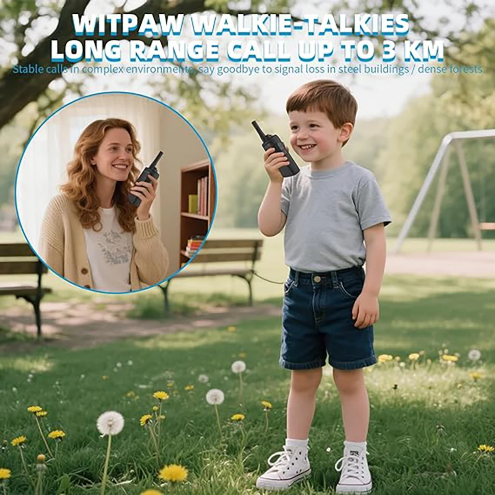Walkie Talkies para Crianças (2 Peças) |   Recarregável, alcance de 3 milhas, 1200mAh de longa duração em standby