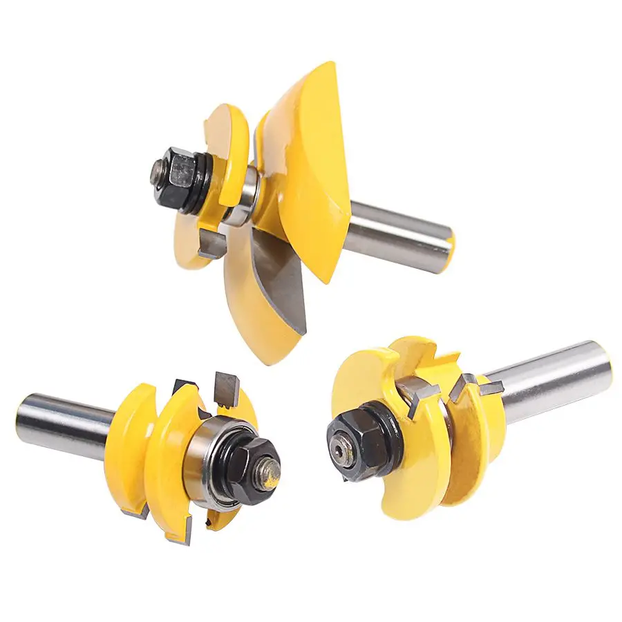 3Pcs 1/2inch Shank Rail & Blade Cutter Panel Cabinet Router Bits Set Milling cutter Power Tools Door knife Wood Cutter