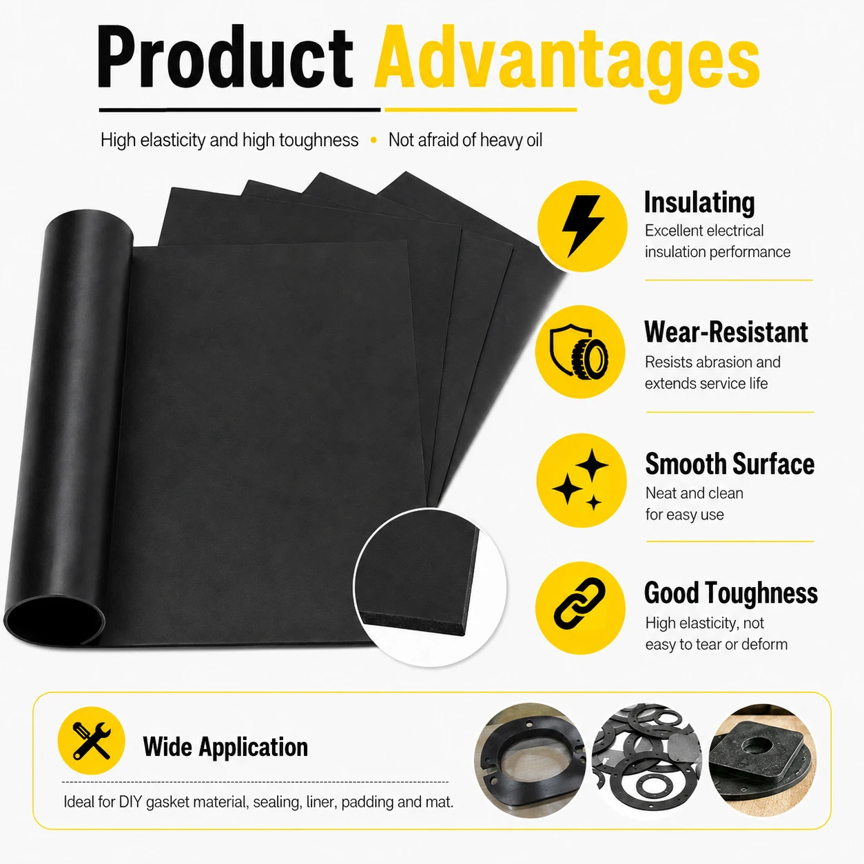 1/5Pcs Nitrile Rubber Sheet 0.3/0.5mm, Durables Gasket Pad for Sealing, Liner, Mat, DIY Home & Industrial Use