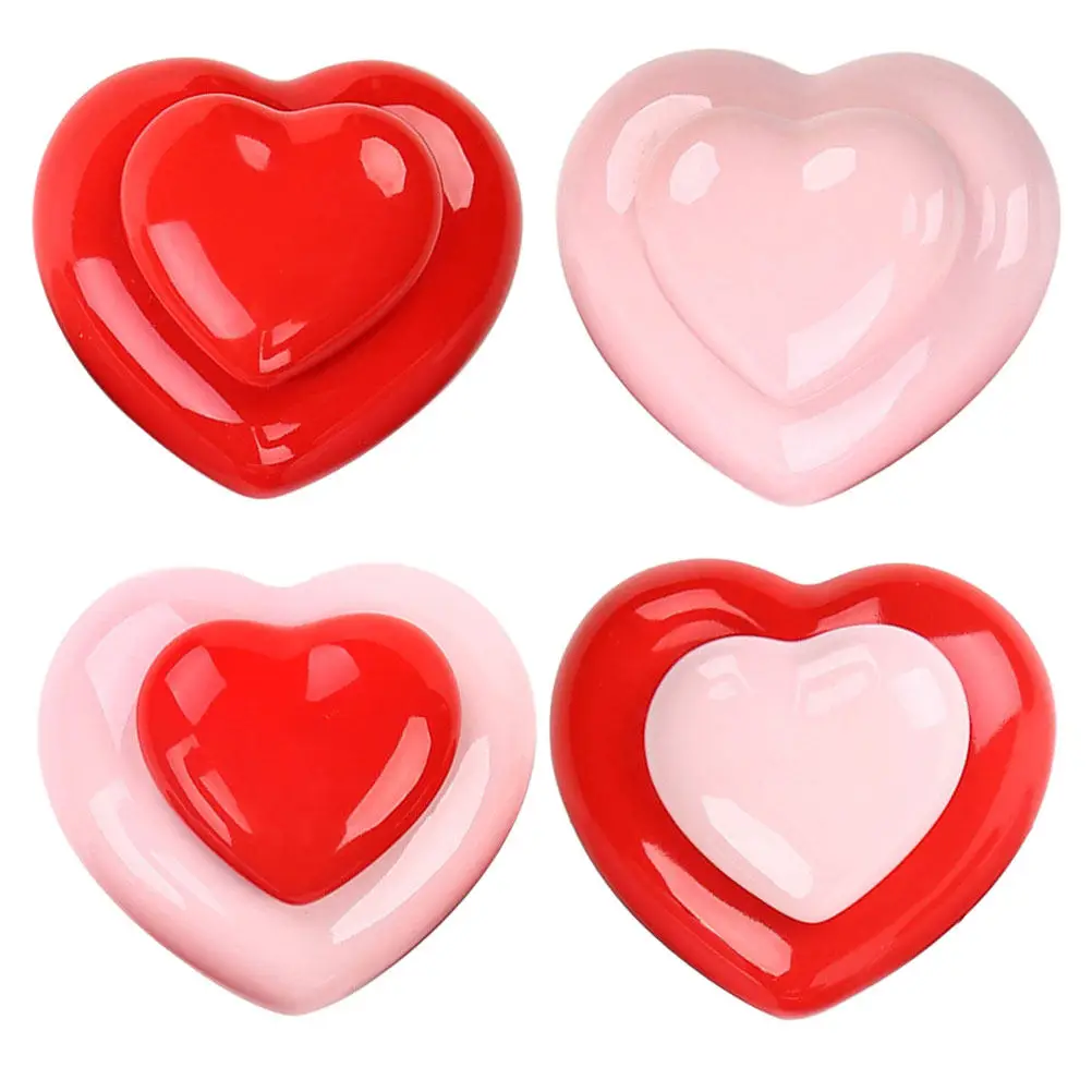 4 Frascos de Cerámica en Forma de Corazón para Bálsamo, Contenedores Portátiles para Crema Labial, Polvo, Colorete, Almacenamiento Sellado de Maquillaje