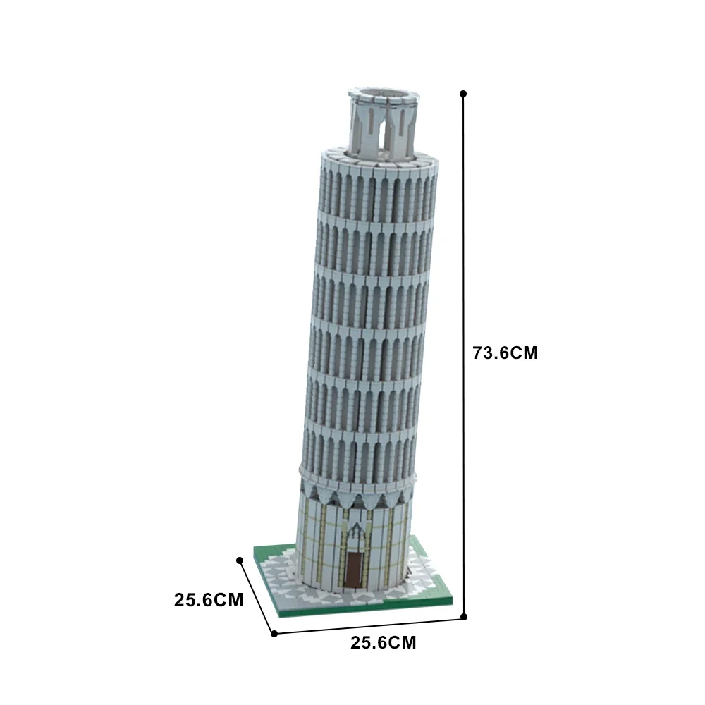 MOC słynne modele architektoniczne krzywa wieża z klocków budowli miejskiej kolekcja charakterystycznych klocków zabawka dla dzieci zabawka