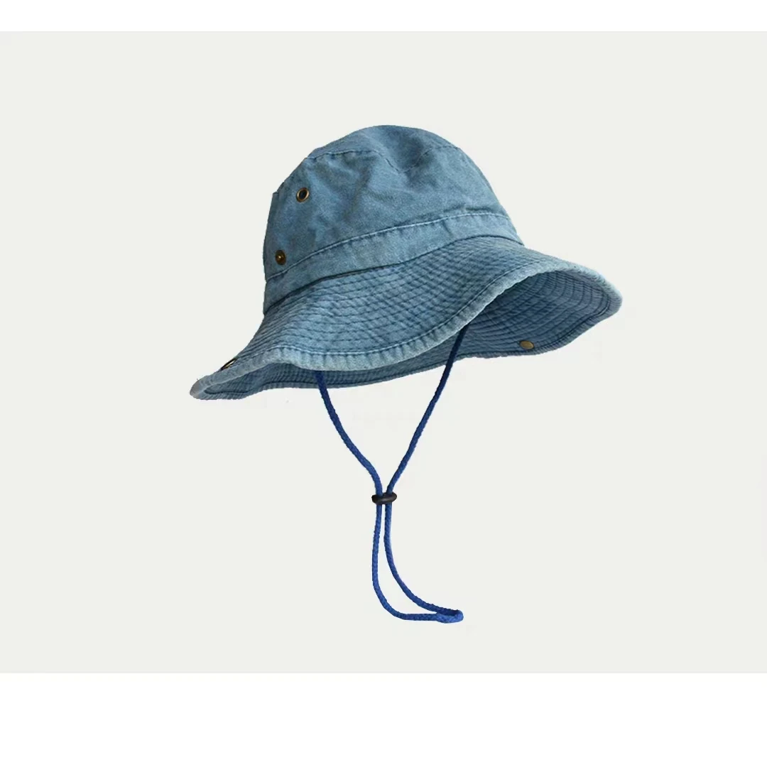2025 Blauer Cowboy-Eimerhut mit Schnur, Herren-Denim-Strand-Sonnenhut für Damen, Outdoor, Wandern, Paar, Bob, Panama, Sommer-Fischerhut – Detail 29
