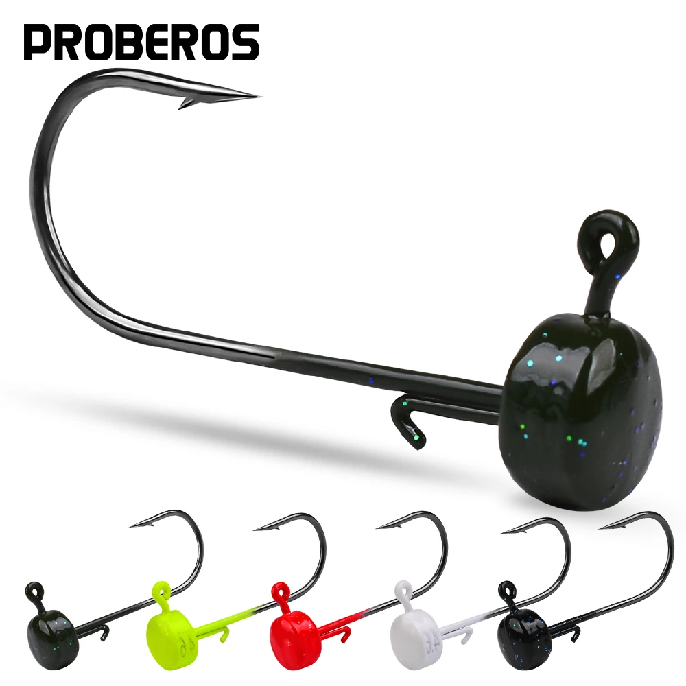 PROBEROS 5PCS/set Pesca Ned Rig Fishing Hooks 2.8g-3.5g-4.6g-7g Jig Head Fishhooks Hook Bass Trout Fishing Accessories