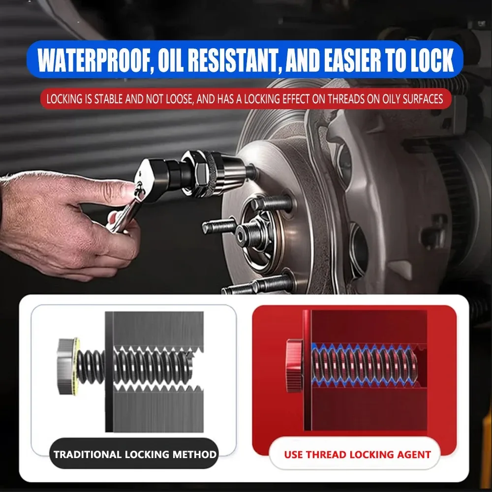 Loolifl-243 Medium-Strength Thread Locker, Anaerobic Sealant Suitable for All Metal Nut Fastening, Pipe Joint Sealing, and Heavy Machinery Screw Fixation, Disassembly, and Sealing