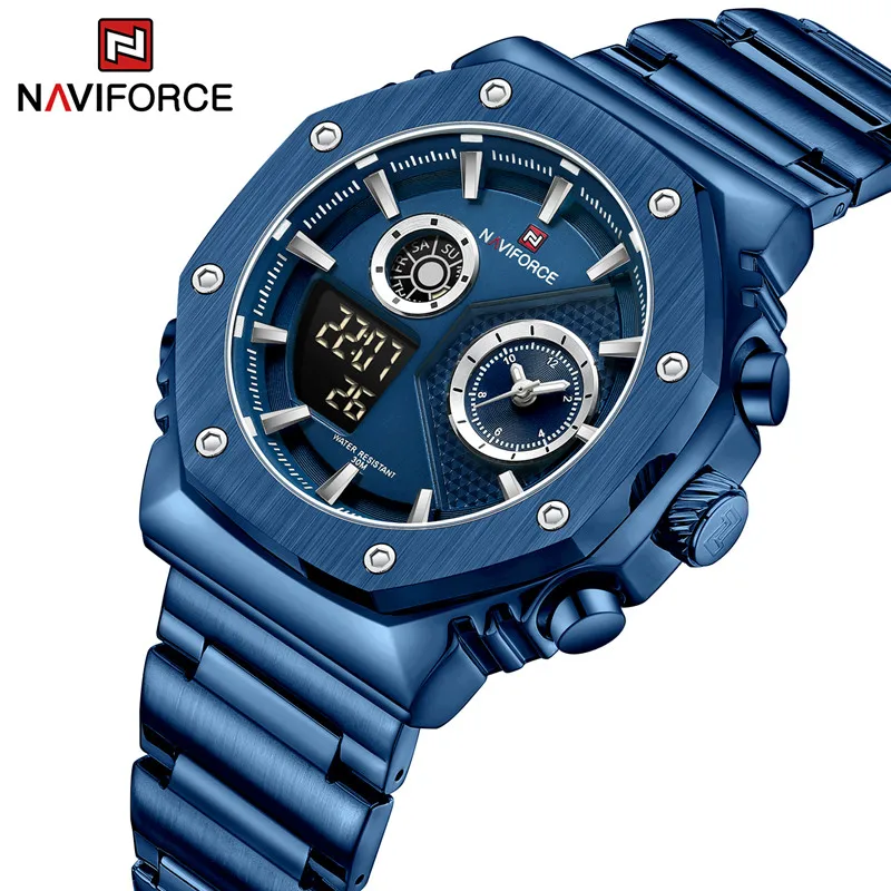 NAVIFORCE Men's Sport Watches 30M Waterproof and Shockproof With Day and Date Display Chronograph Clock Male Quartz Wristwatch