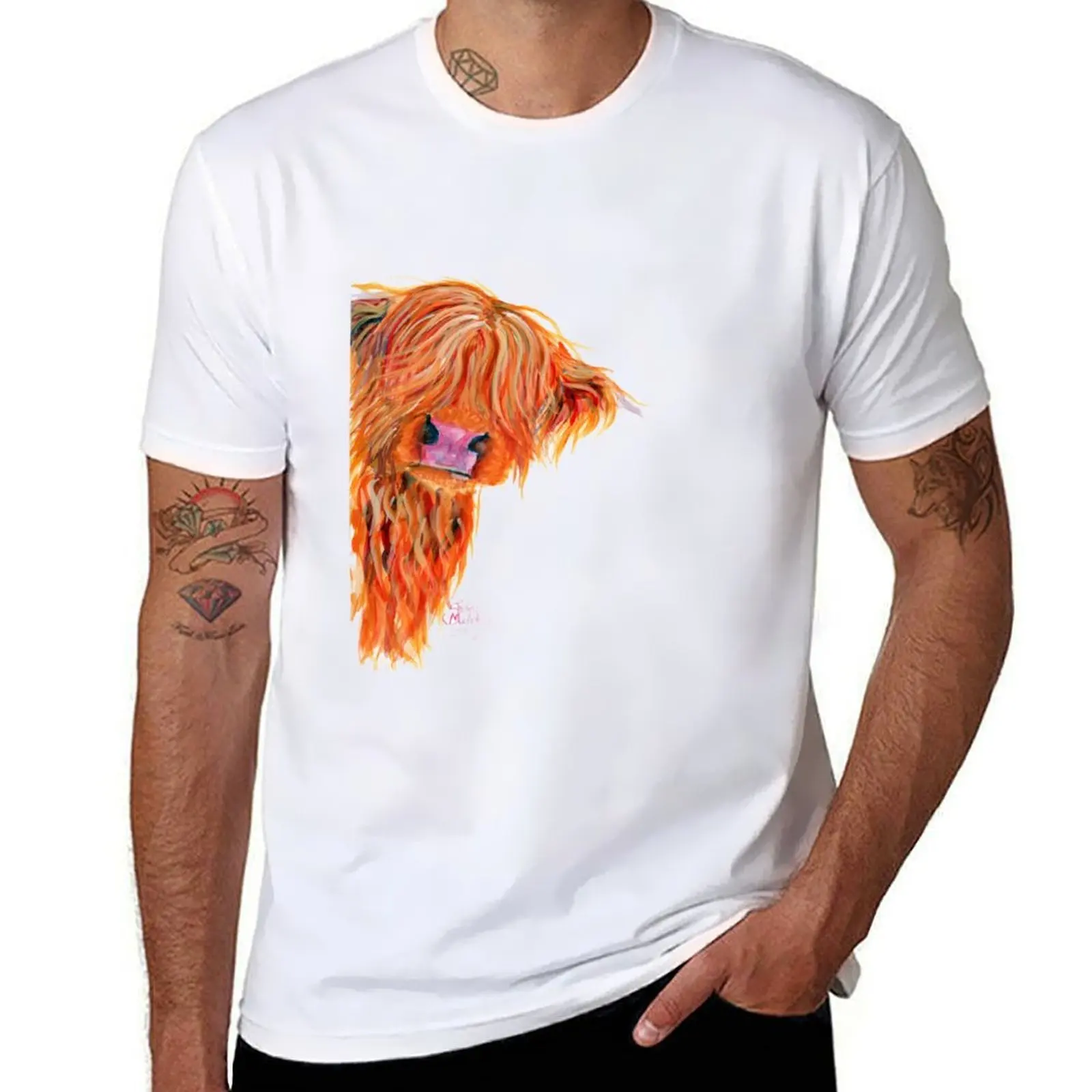 

HIGHLAND COW 'PEEKABOO' BY SHIRLEY MACARTHUR T-Shirt man tshirt t shirt personalised T-Shirt