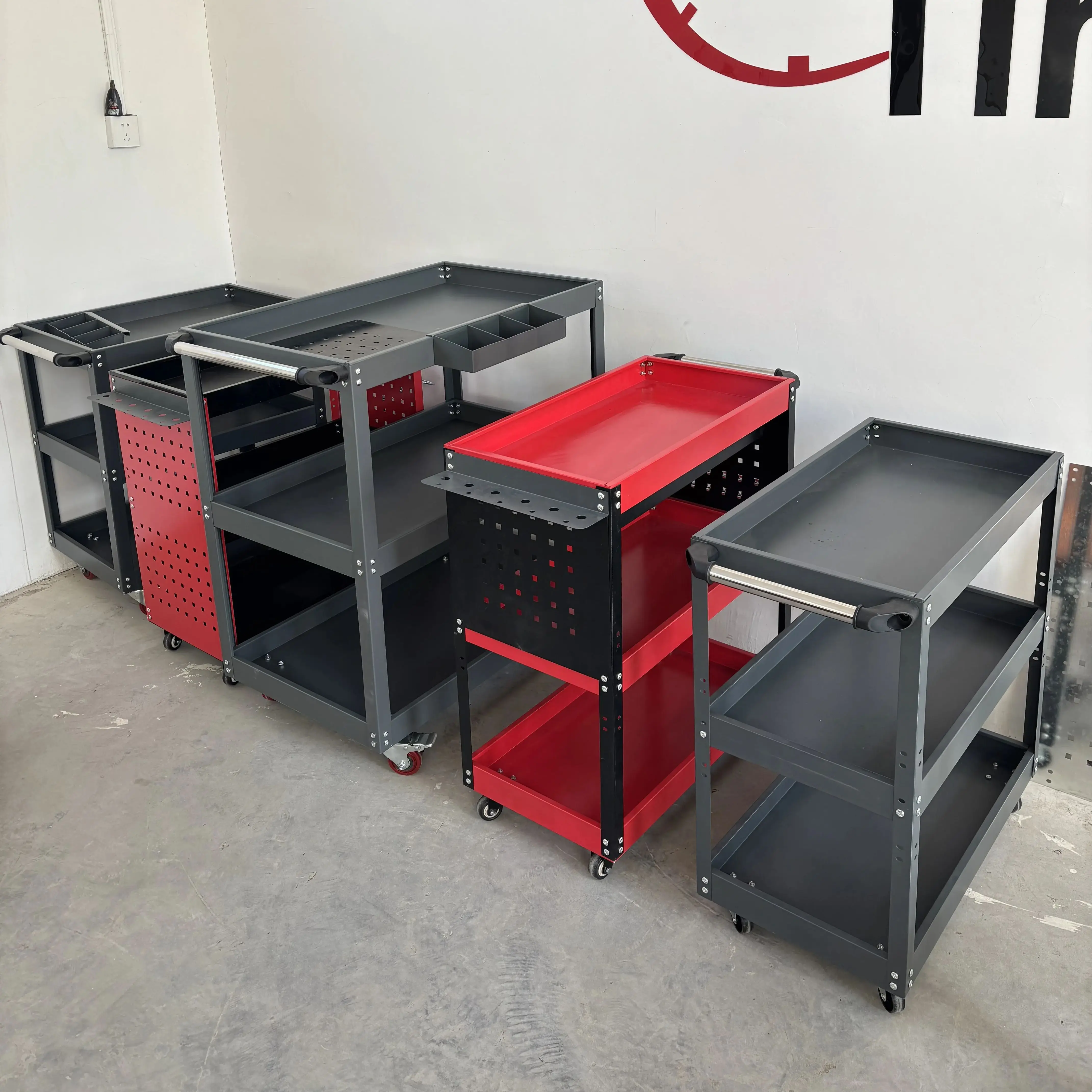 Auto Repair Tool Cart Parts Cart Trolley Tool Box Cargo Rack Trolley Three-Layer Multi-Layer Mobile with Wheels