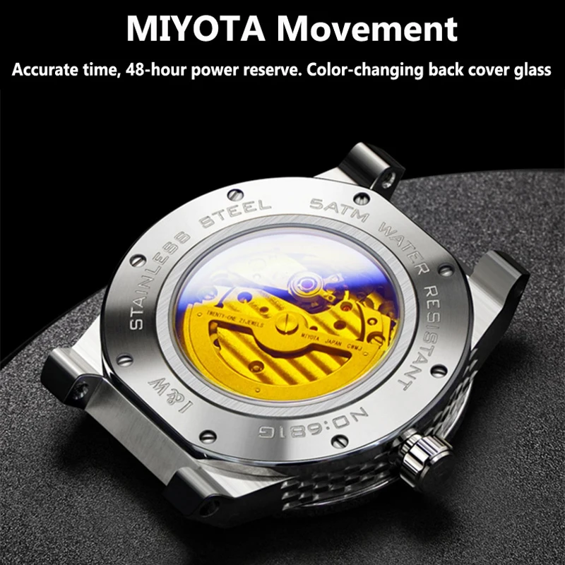 Carnival High-end Series I&W Brand MIYOTA Movement Mechanical Watch for Men Stainless Steel 5ATM Waterproof Automatic Watches