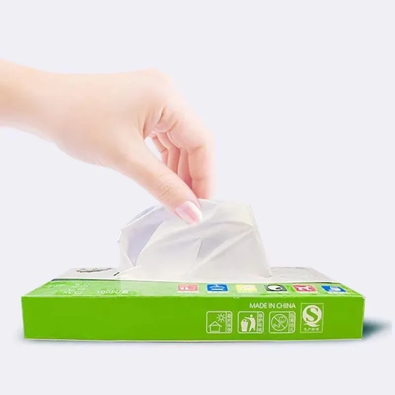 100pcs/box Food Grade Disposable TPE Transparent Gloves Multifunctional Household Extractable Thickened Disposable Rubber Gloves