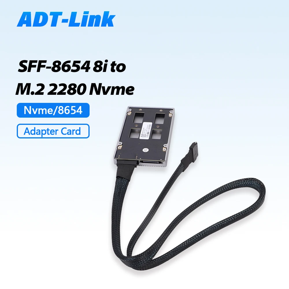 

New External Graphics Card SFF-8654 8i To 2 M.2 2280 Nvme Adapter Boards Motherboard 2.5 HDD Heatsink 8654 A-B Cable 75cm