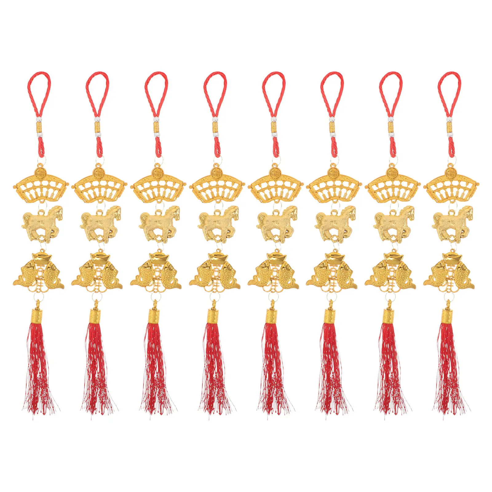 8Pcs Horse Year Chinese New Year Hanging Pendants Luck Decorations Feng Shui Tassel Charms Lucky Fu Ornaments for Home Trees view 3
