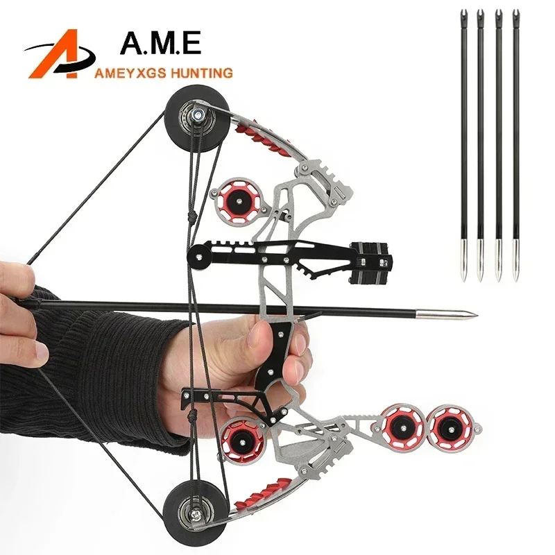 

1Set Archery Mini Compound Bow with 4/8pcs Arrows Stainless Steel Portable For Entertainment Sports Shooting