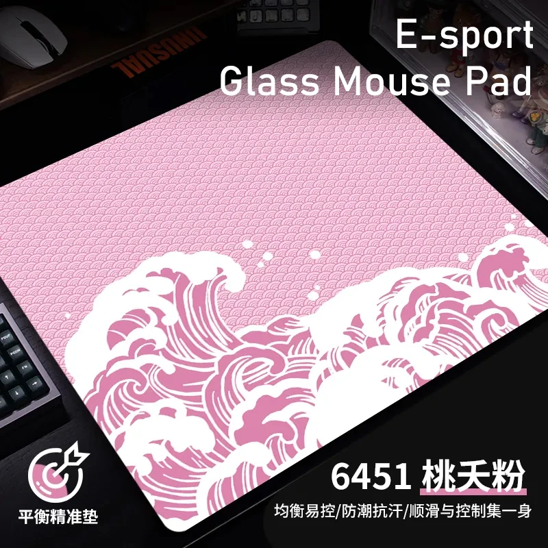 

Japanese Wave Trendy Design Gaming Large Mouse Pad - Creative Tempered Glass Surface for Professional FPS eSports & PC Gaming